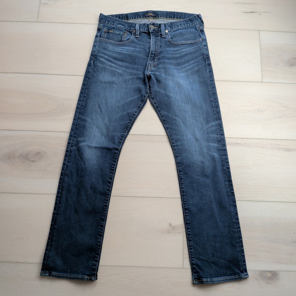 Polo Ralph Lauren Varick Slim Straight Jeans Men 32x32 (Fits 32x31) Blue Stretch